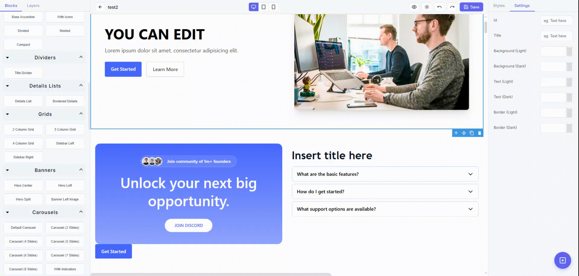 Drag a component into the canvas